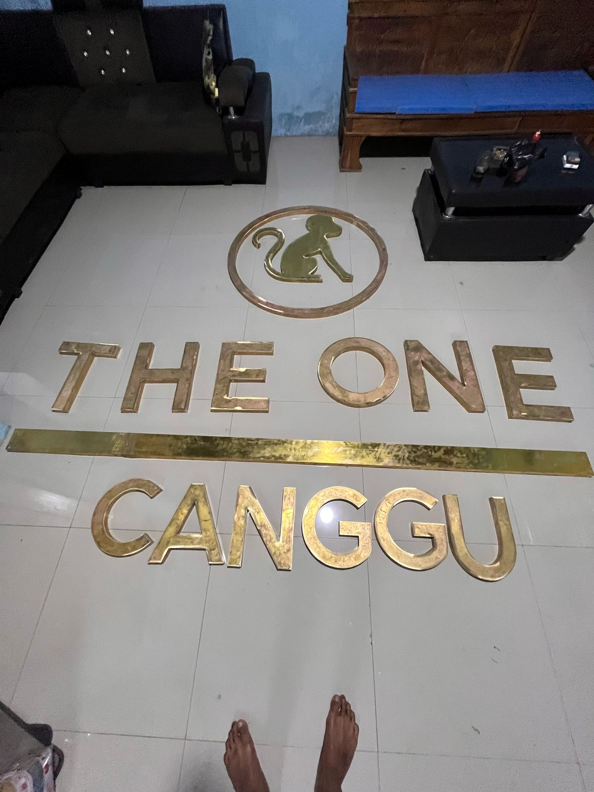 Brass Wall Logo The One Hotel Canggu